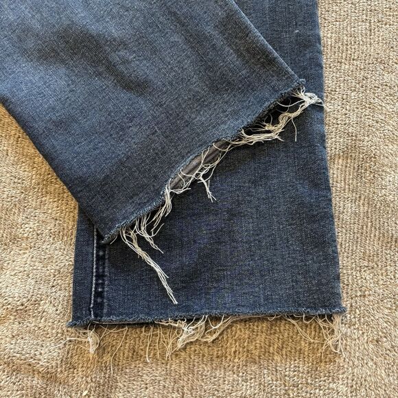 Democracy Jeans Women's 6 Blue Denim Ab Technology Straight Medium Wash Raw Hem - Picture 4 of 7